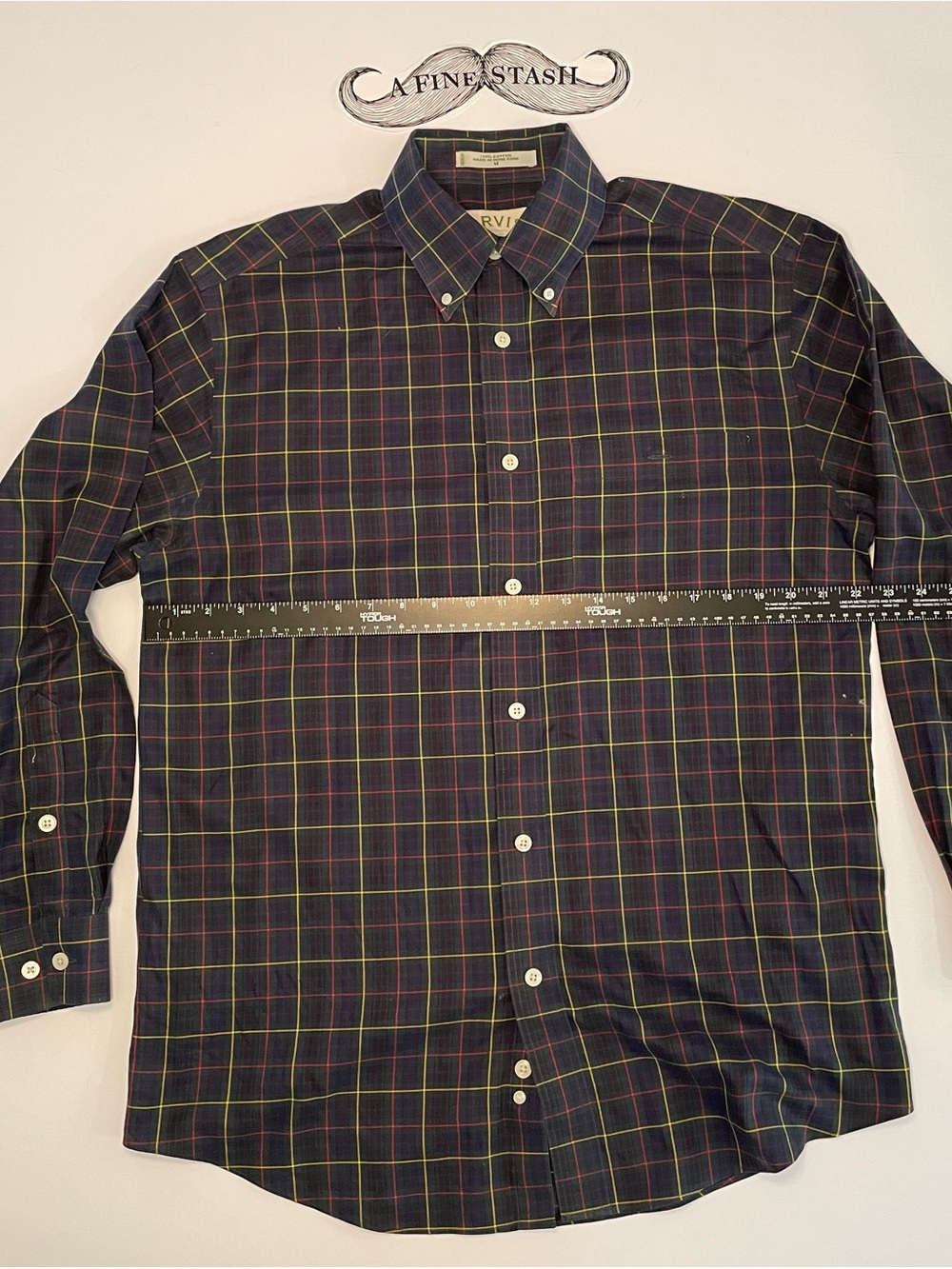 Orvis Navy Plaid Button-Down Shirt with Green & Red Windowpane